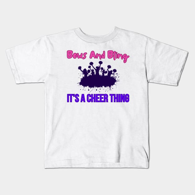 Bows And Bling It's A Cheer Thing Kids T-Shirt by HobbyAndArt